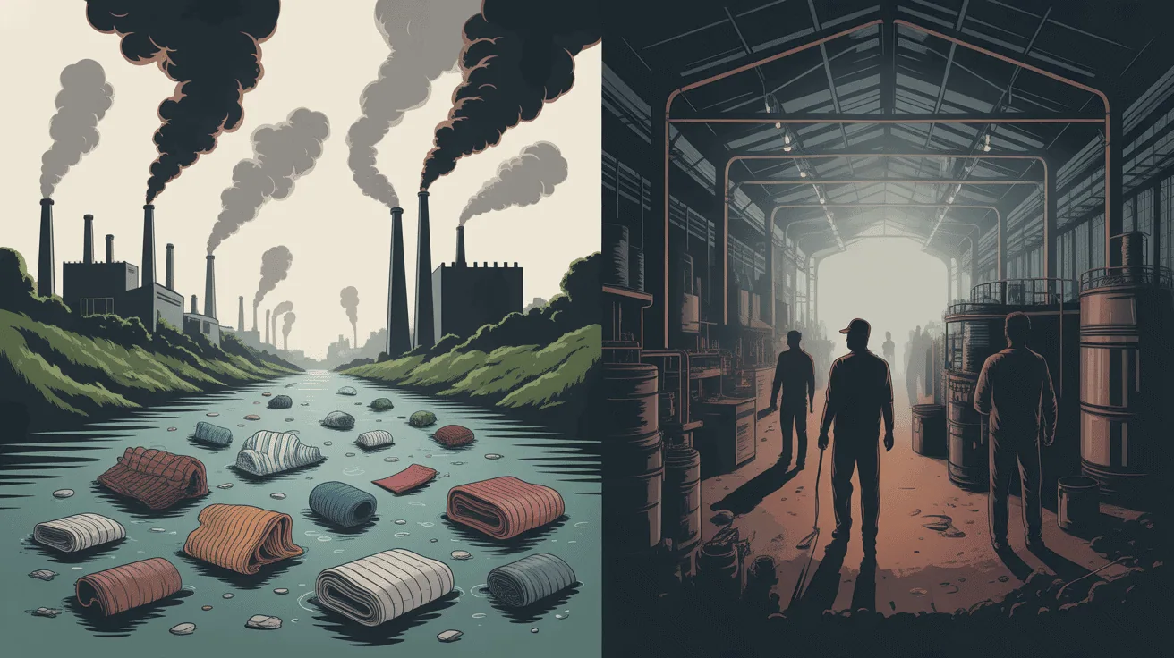 Fast fashion pollution rivière ouvriers usine