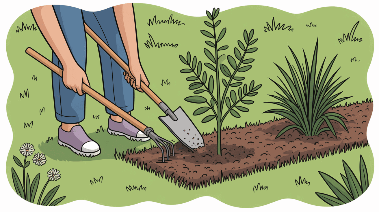 gerer mauvais herbe fleur blanche jardinage outils