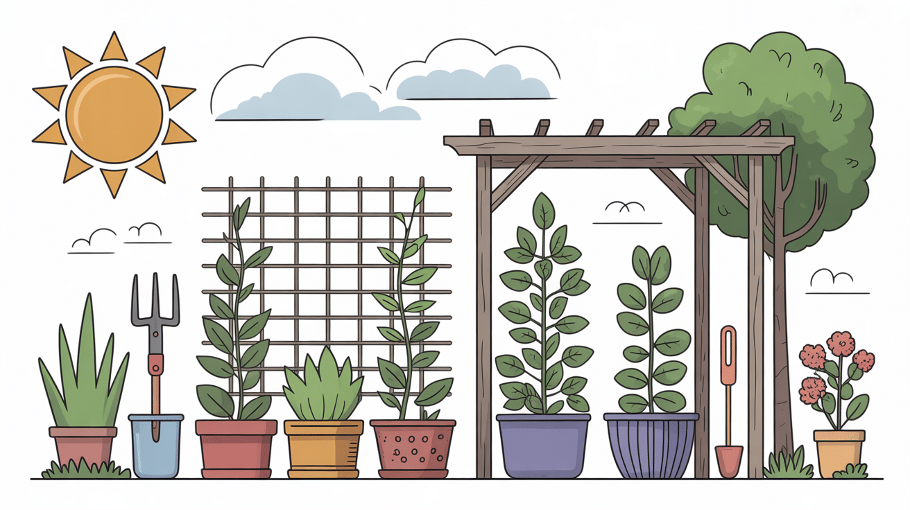 Schéma plantation jasmin étoilé brise-vue avec supports