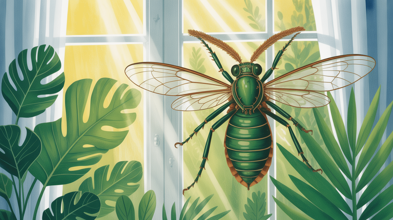 Mante religieuse dans la maison près d'une plante