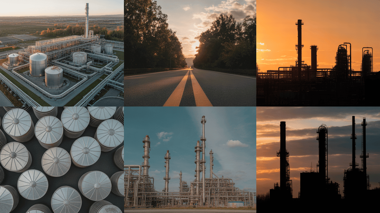 photos de la raffinerie montélimar collage différents angles