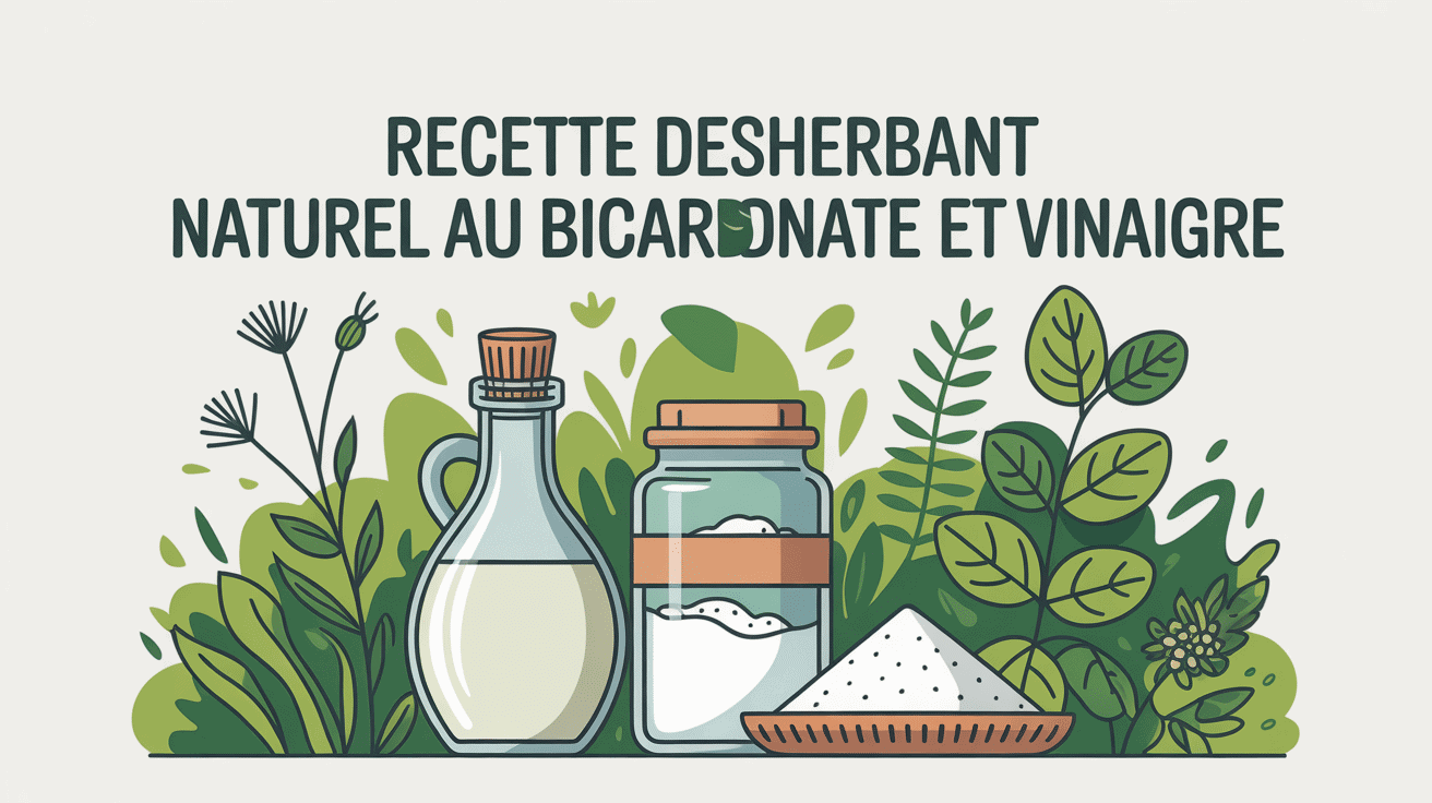 illustration jardin recette désherbant naturel bicarbonate et vinaigre