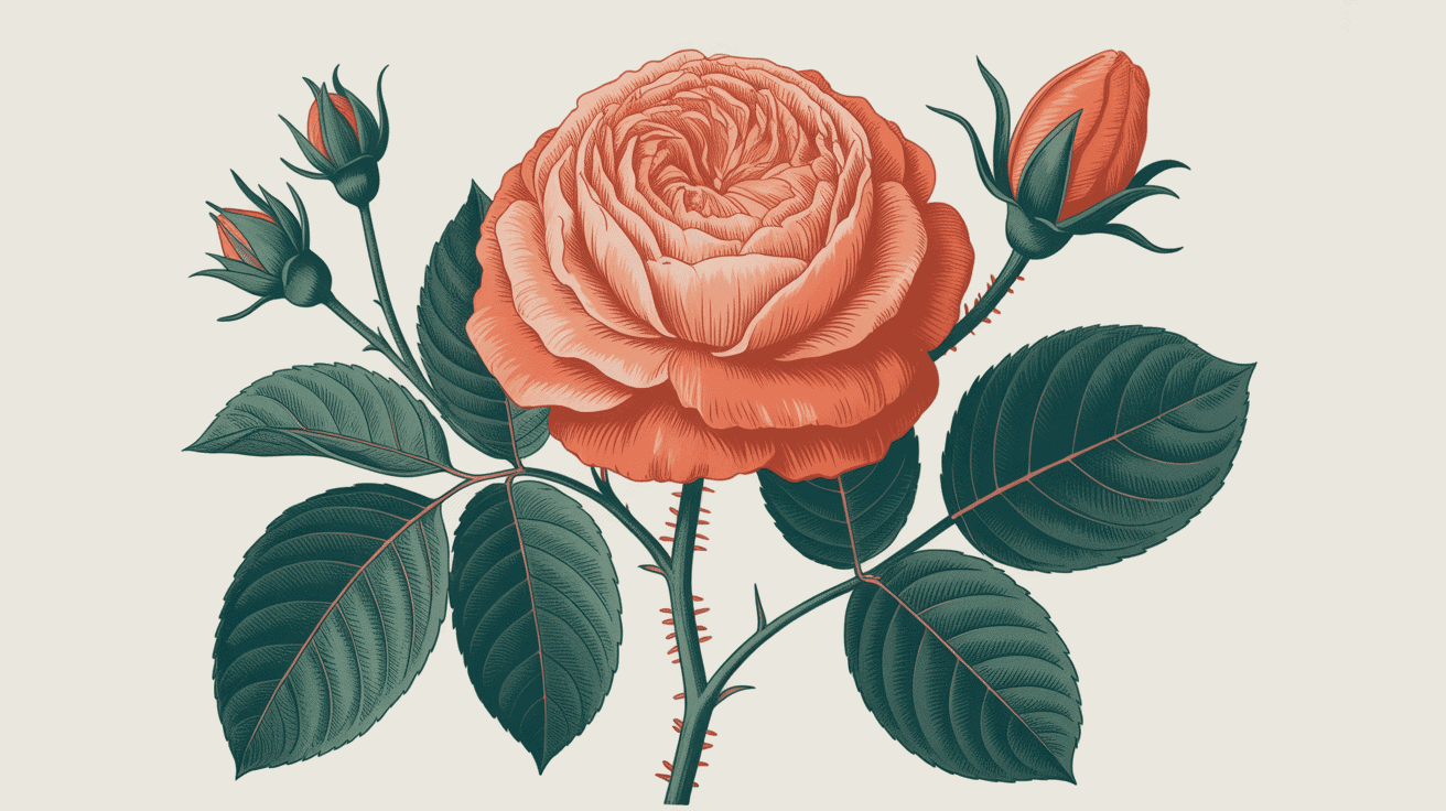 rosa super star rose orange sur sa tige botanique