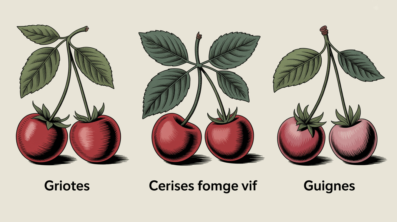 Différentes familles de variété cerise illustrées