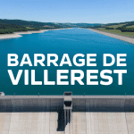 Vue aérienne du barrage de Villerest sur la Loire