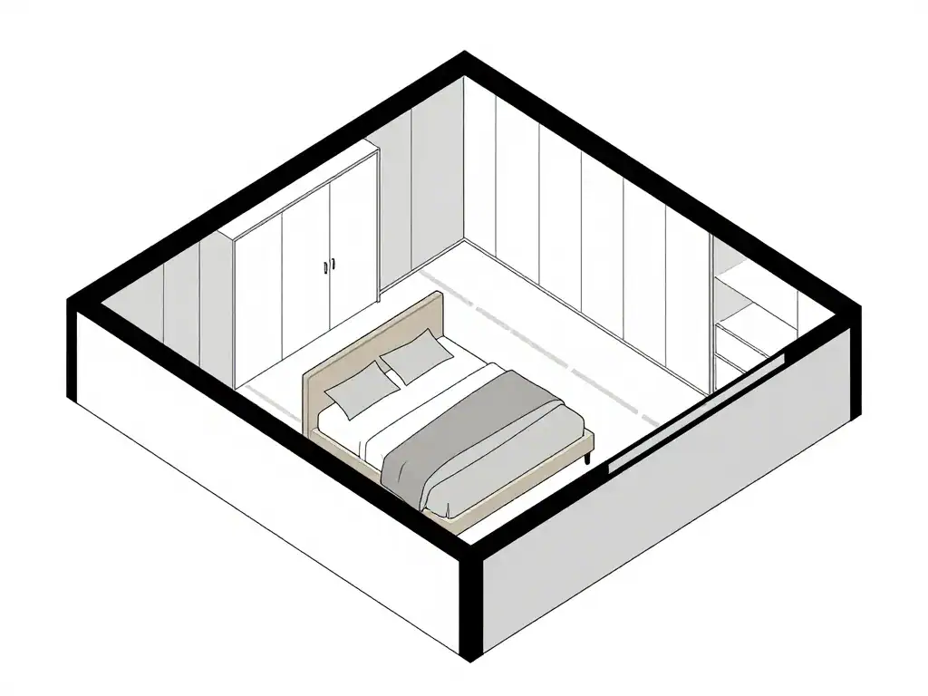 plan chambre adulte complete 160x200 circulation optimisée rangement