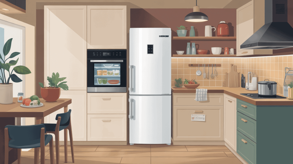 congélateur top liebherr compact installé cuisine moderne