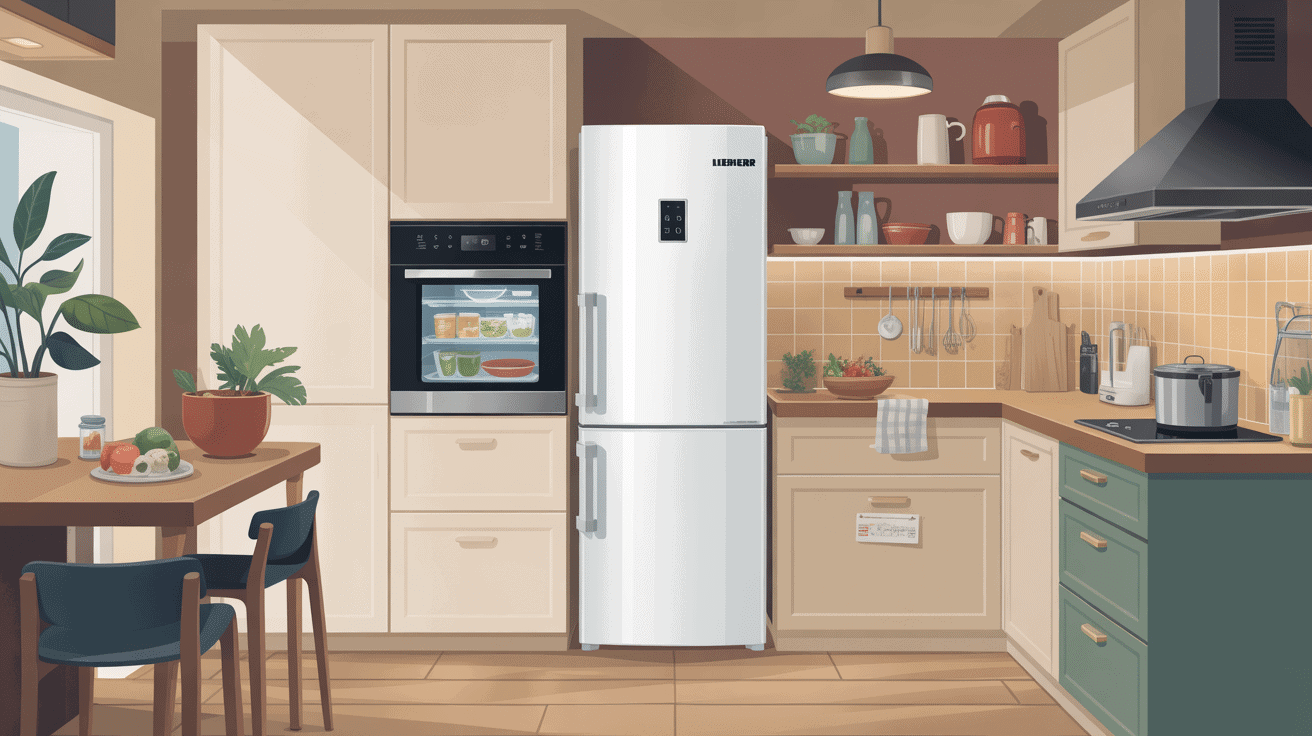 congélateur top liebherr compact installé cuisine moderne