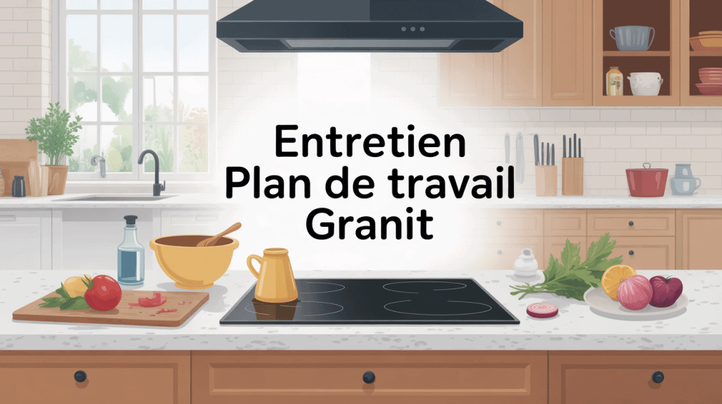 entretien plan de travail granit illustration cuisine