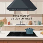 hotte intégrée plan de travail avis illustration cuisine épurée