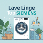 lave linge top siemens dans une buanderie moderne et lumineuse