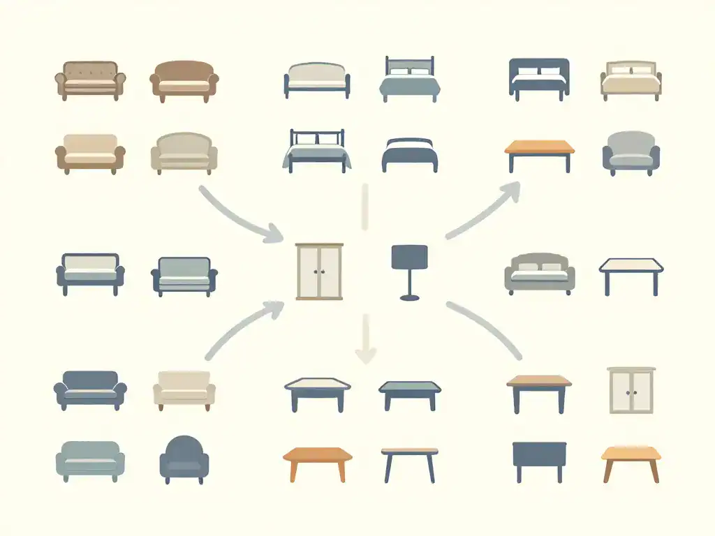 Différentes gammes de meubles plan de campagne représentées en diagramme
