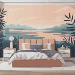 chambre moderne avec papier peint panoramique tendance