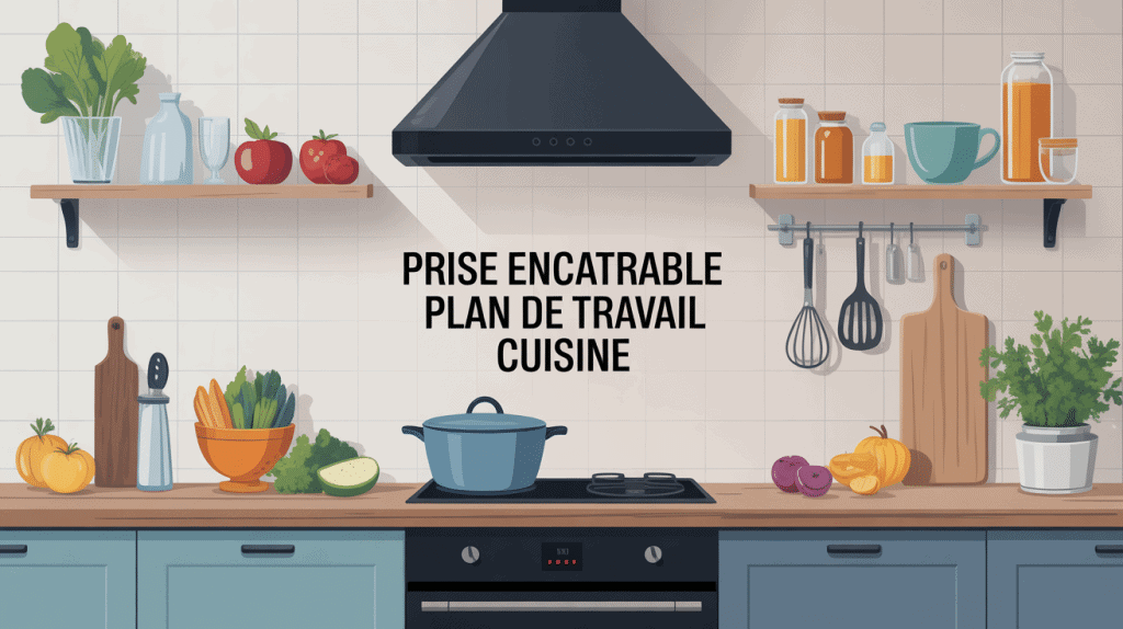 illustration prise encastrable plan de travail cuisine moderne