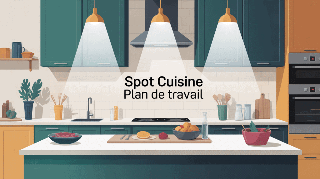 illustration spot cuisine plan de travail bien éclairé
