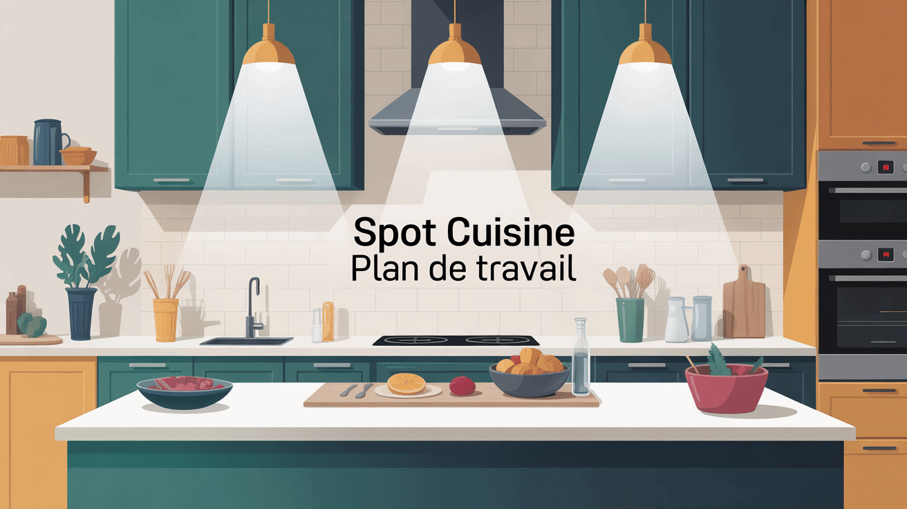 illustration spot cuisine plan de travail bien éclairé