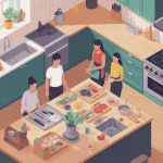 illustration de taille plan de travail cuisine moderne et ergonomique