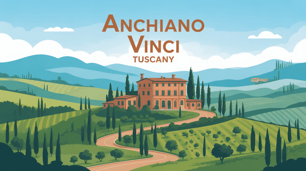 anchiano vinci tuscany illustration route collines maison léonard