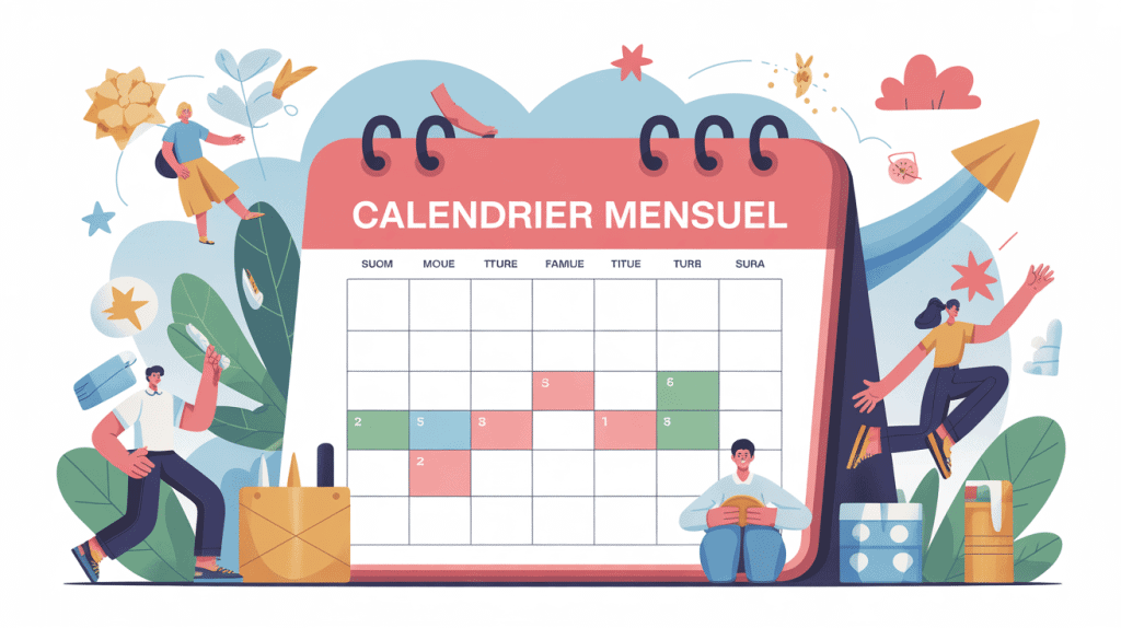 Illustration organisation calendrier mensuel moderne