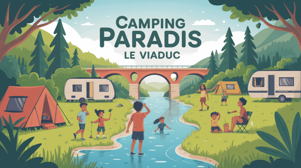 camping paradis le viaduc ambiance nature familiale rivière viaduc