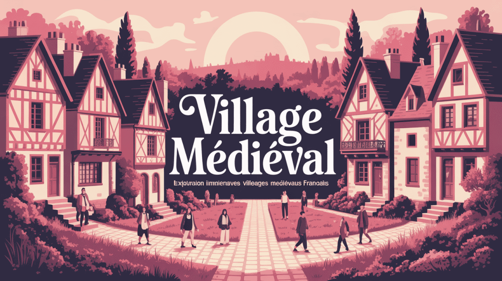 Illustration immersive village medieval France