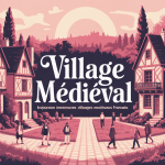 Illustration immersive village medieval France