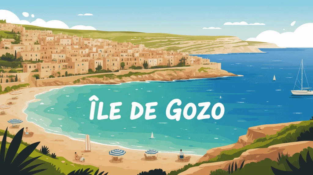 vue panoramique stylisée île de Gozo