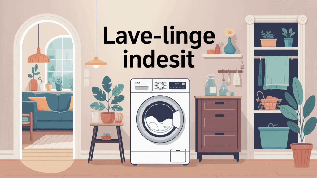 Illustration lave linge Indesit dans intérieur familial rassurant