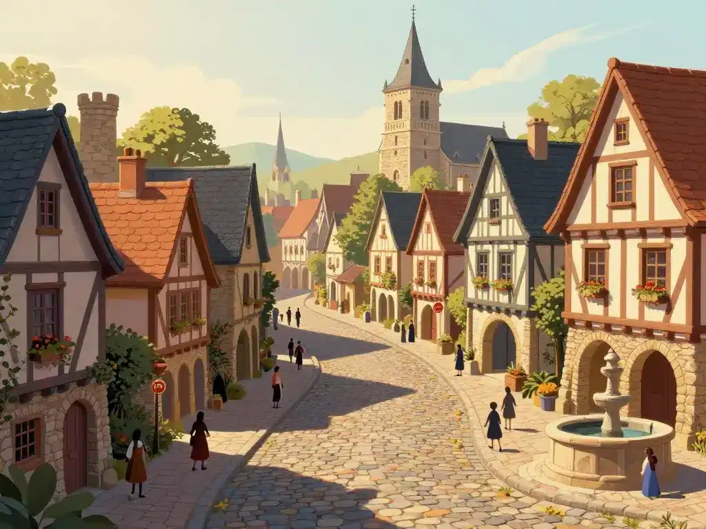 Village medieval ruelles et ambiance authentique
