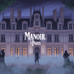 Façade mystérieuse du Manoir à Paris entourée de brume