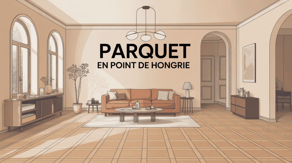 vue sur parquet en point de hongrie dans salon lumineux