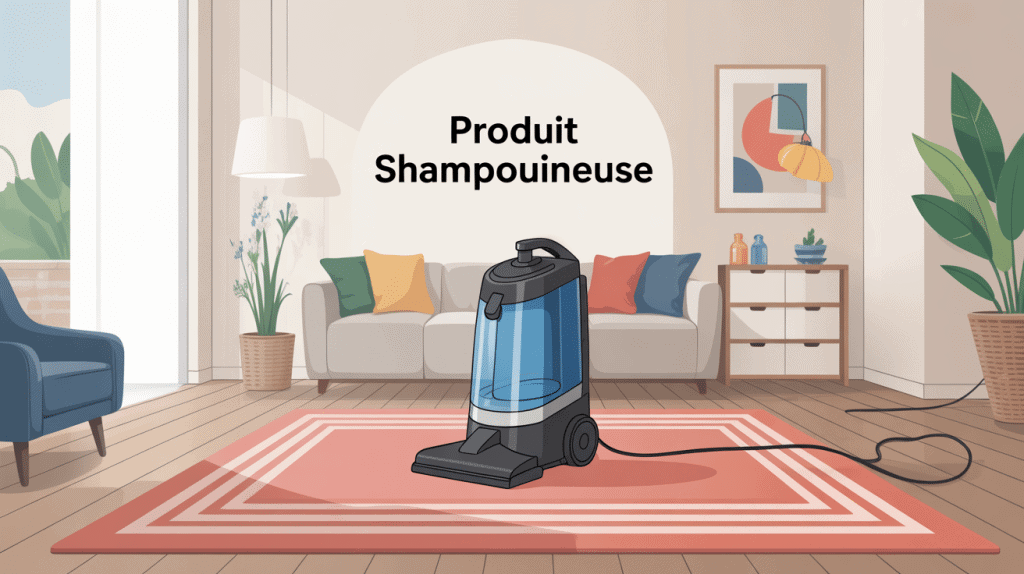 produit shampouineuse sur tapis propre salon moderne