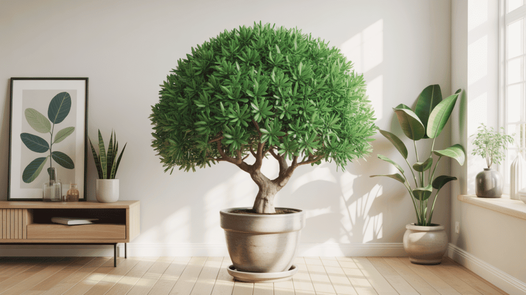 arbre de jade en pot dans intérieur lumineux
