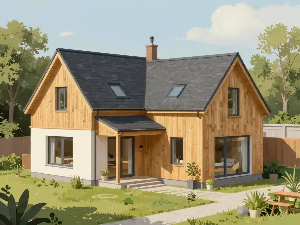 design extension maison ossature bois finition materiaux ecologiques