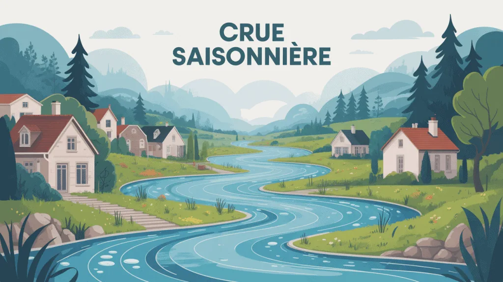 Illustration vectorielle crue saisonnière zone habitée