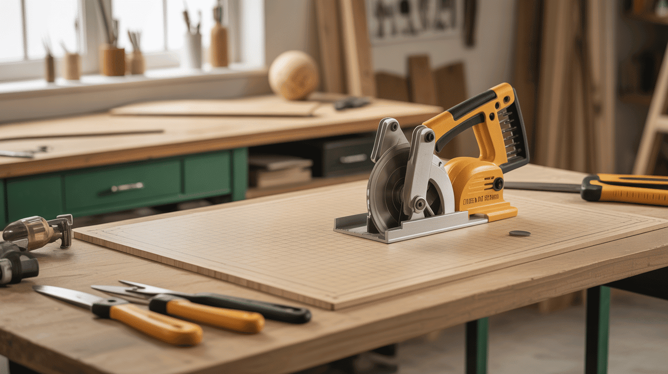 découpe plan de travail vue atelier outils