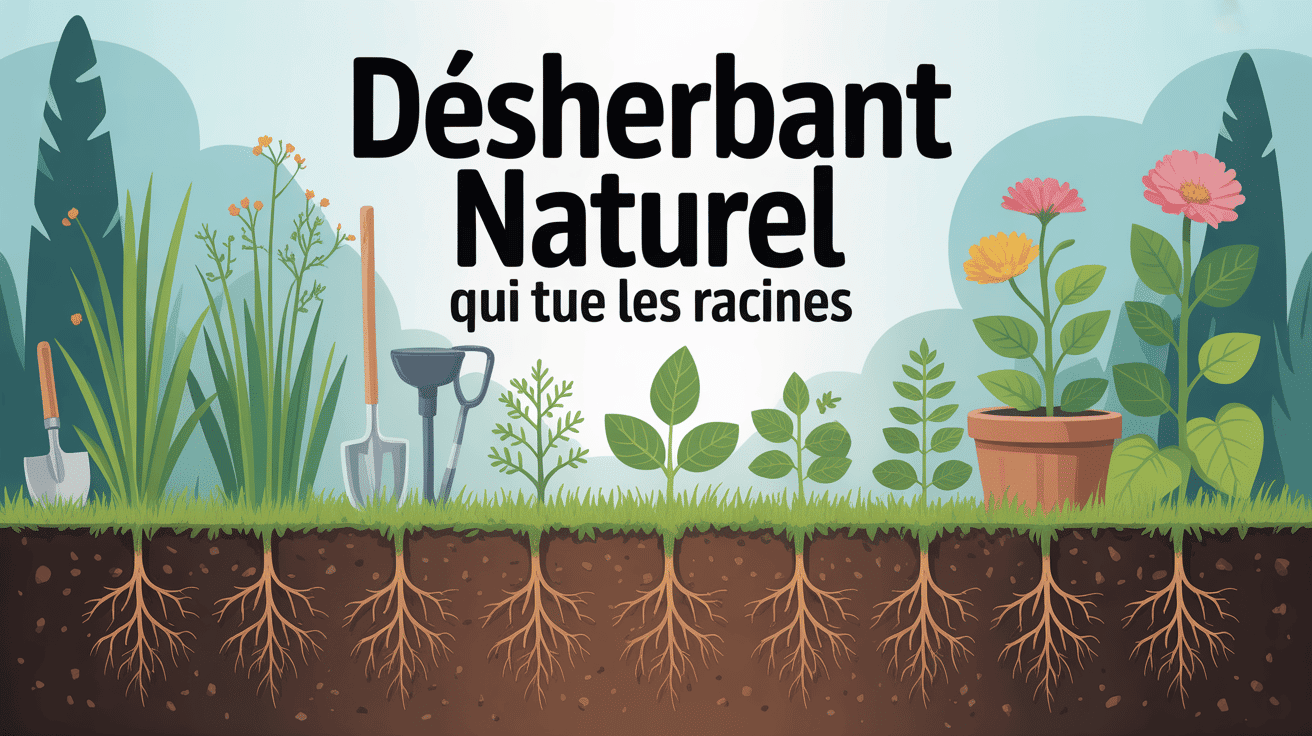 désherbant naturel qui tue les racines illustration jardin sain