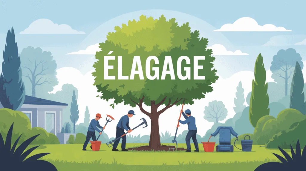 illustration élagage arbre jardin professionnel