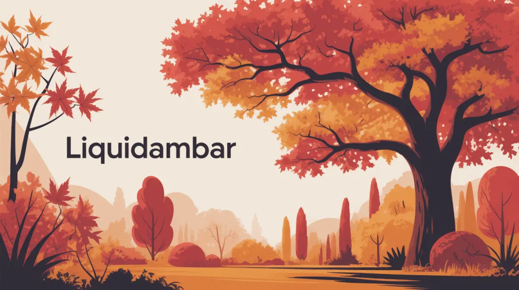 liquidambar en automne feuilles rouges orange jardin