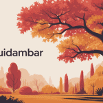 liquidambar en automne feuilles rouges orange jardin