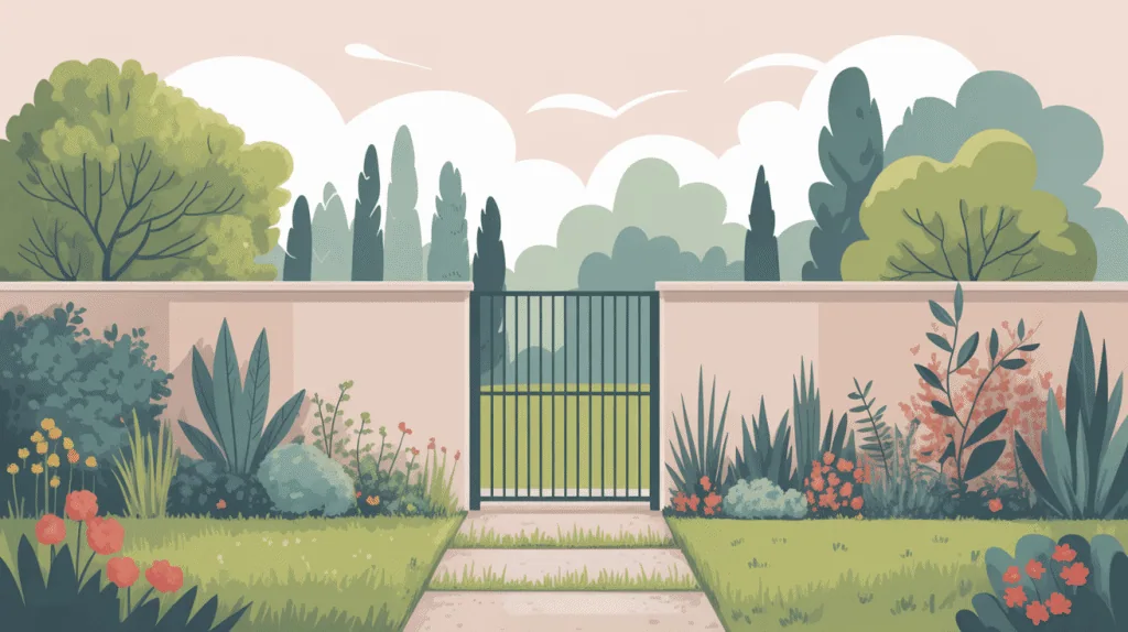 Illustration mur de séparation entre voisin non mitoyen ambiance paisible