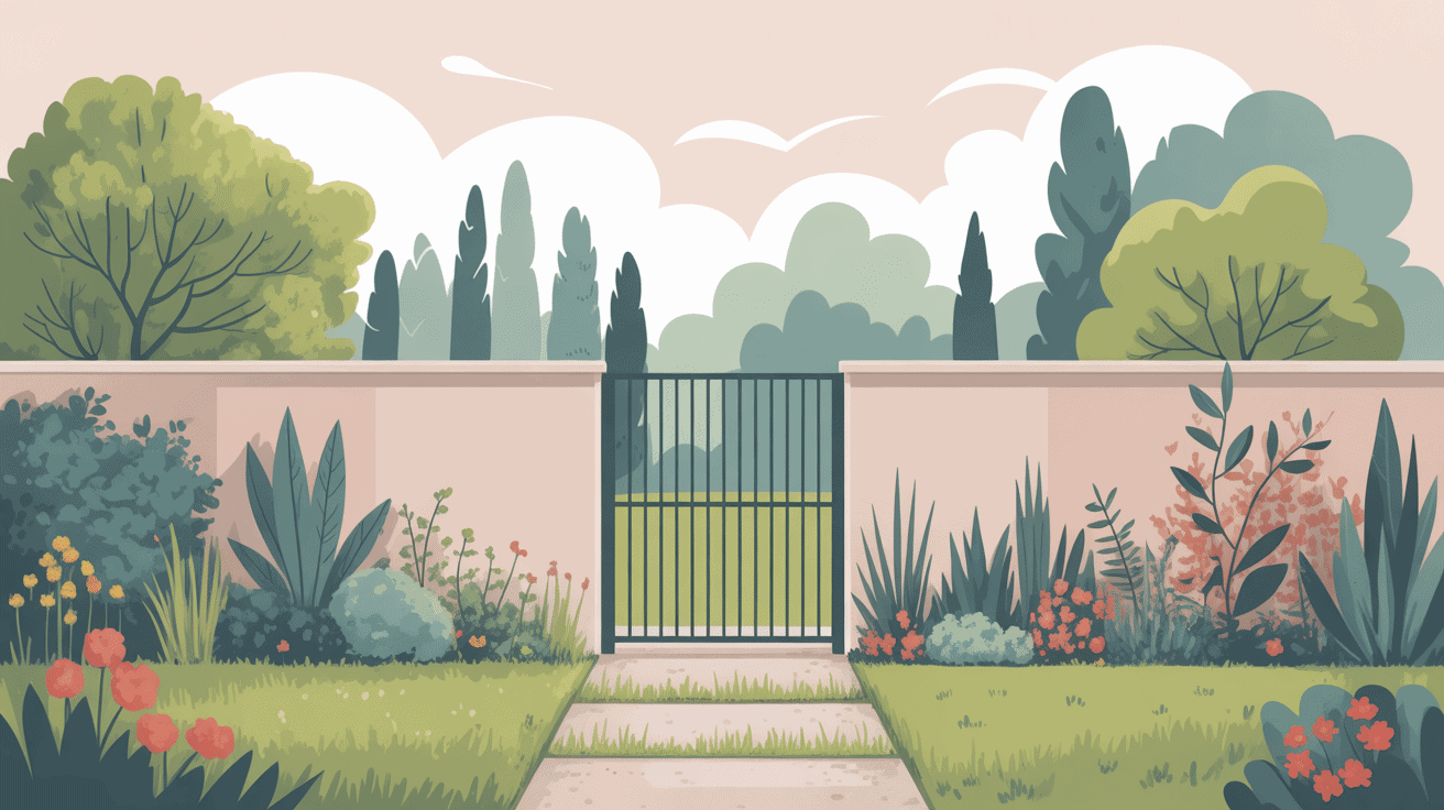 Illustration mur de séparation entre voisin non mitoyen ambiance paisible