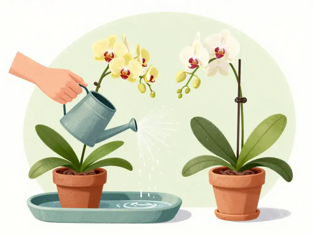 Main arrosant orchidée arrosage immersion et brumisation
