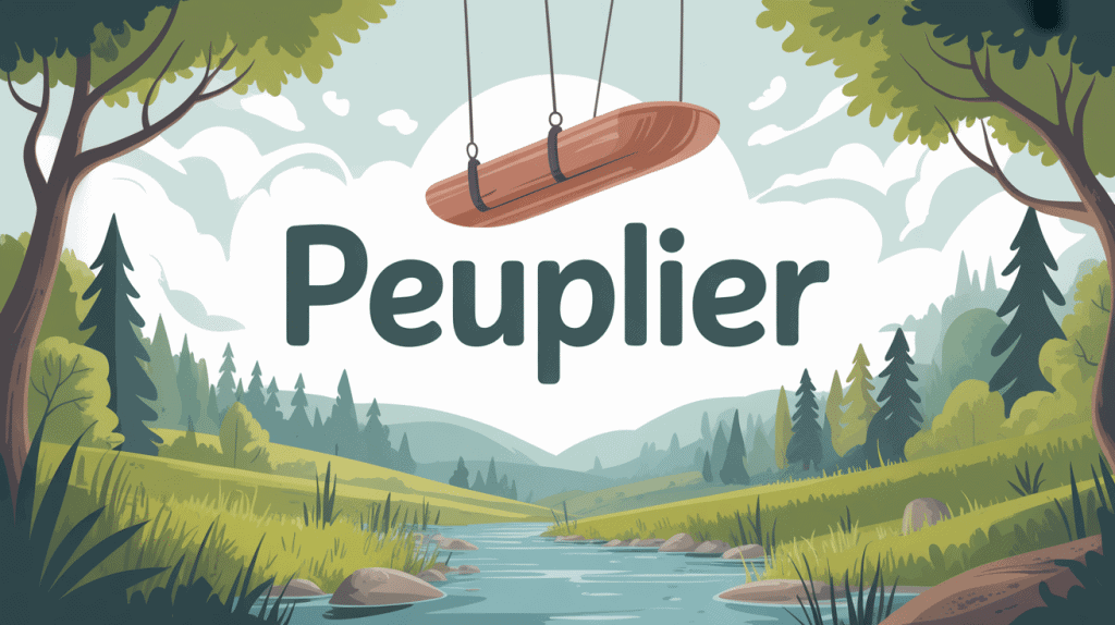 Illustration peuplier élancé au centre d’un paysage naturel