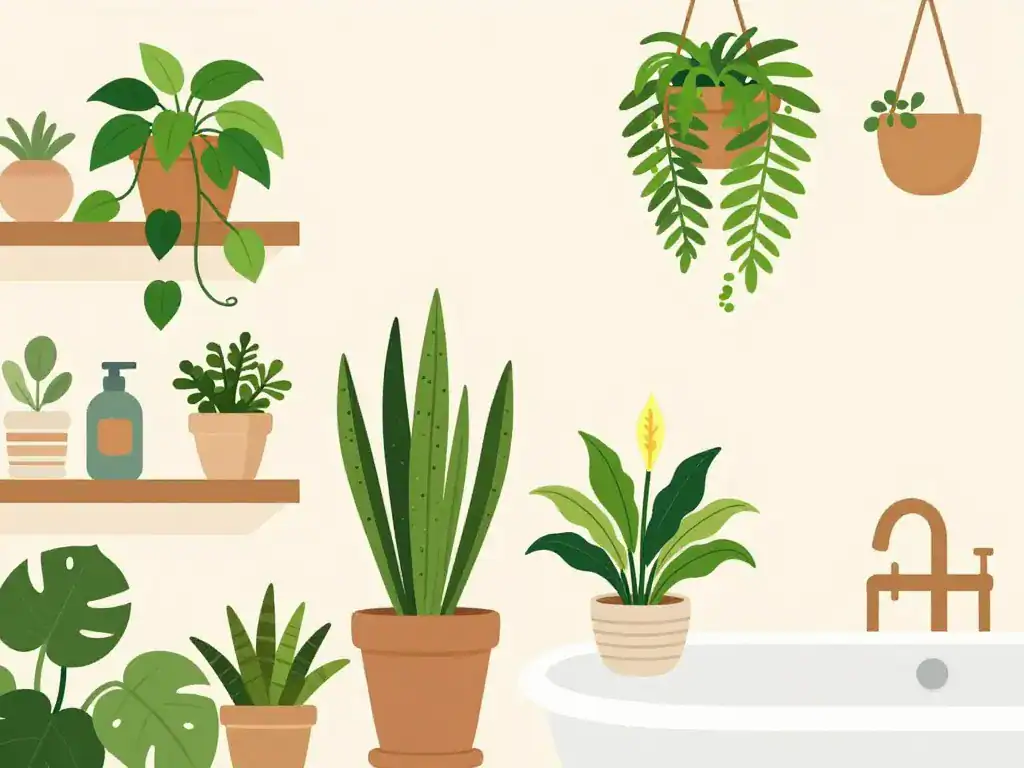 plante salle de bain entretien facile illustration