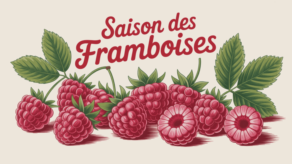 Saison framboise en France, illustration framboises fraîches