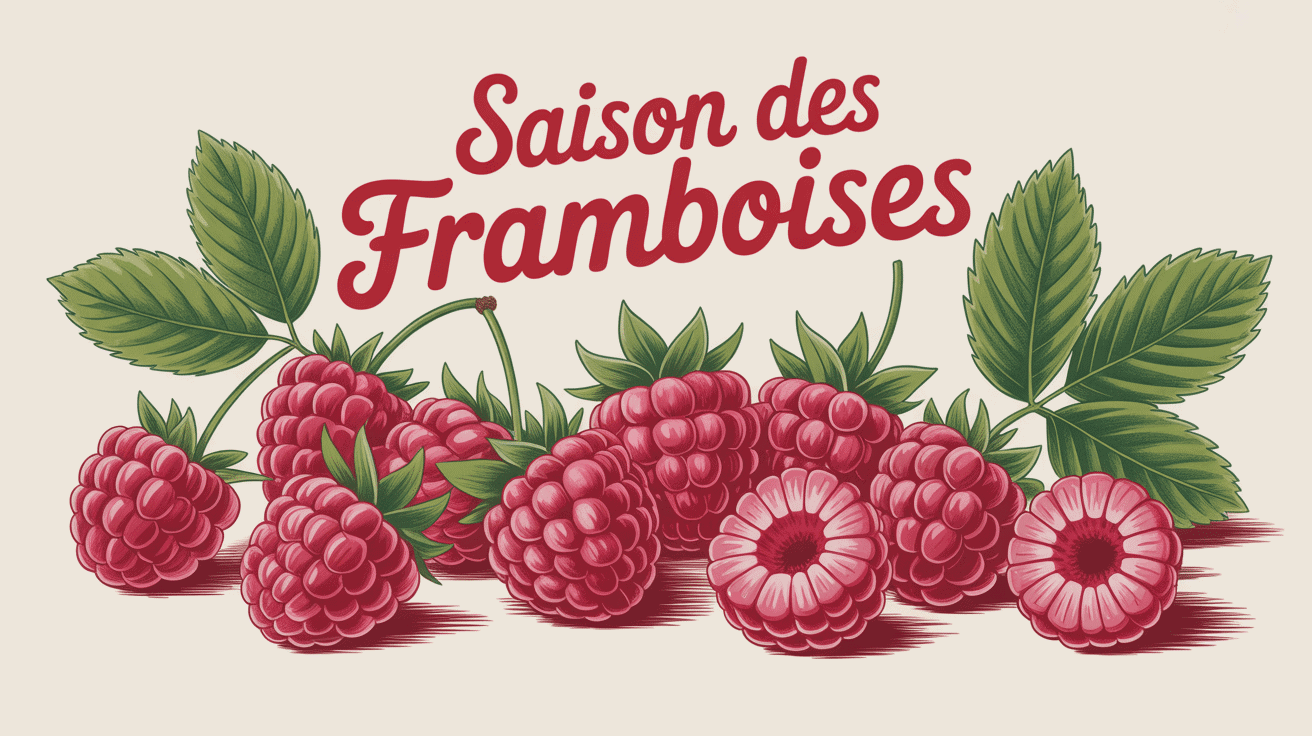 Saison framboise en France, illustration framboises fraîches