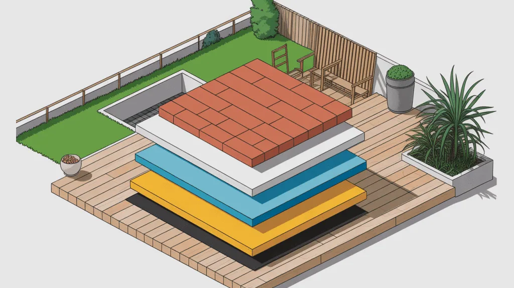 Schéma étanchéité toiture terrasse en coupe avec différentes couches