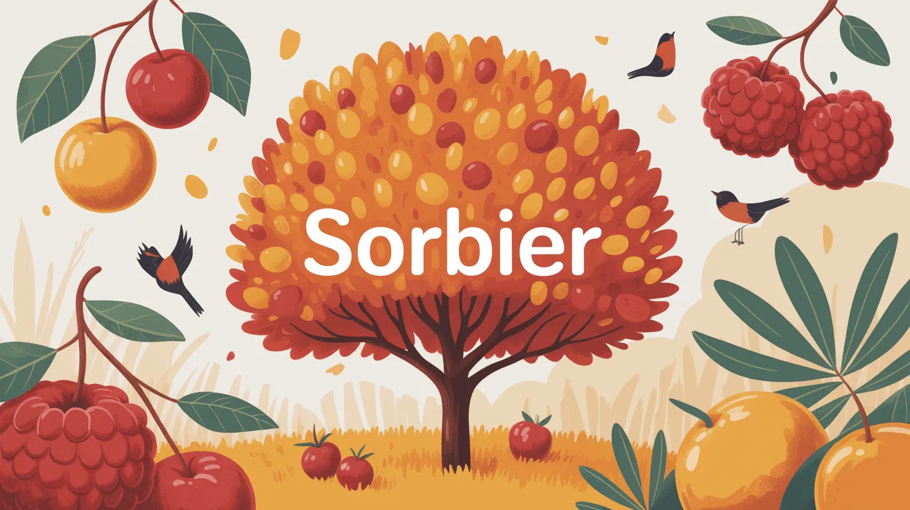 Illustration sorbier élégant baies rouges feuillage léger