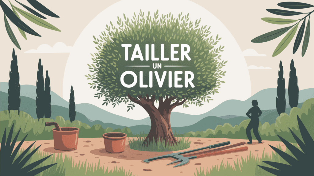taille olivier au jardin ensoleillé avec outils